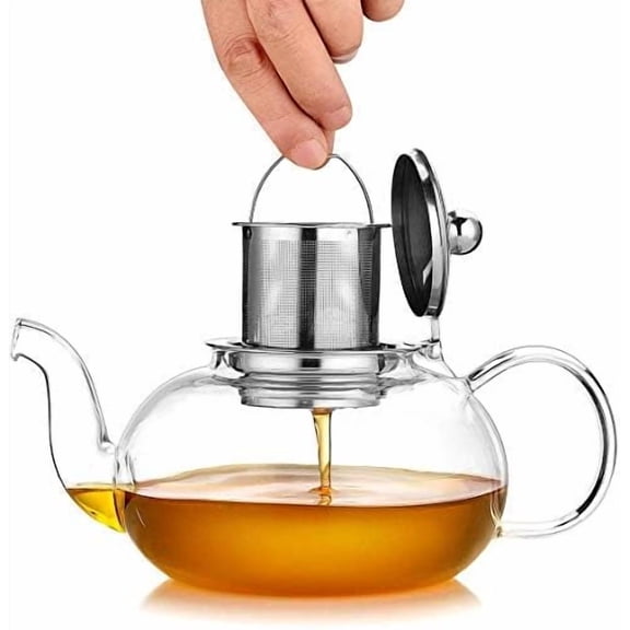 1000ml / 34oz Glass Teapot with Removable Infuser, Stovetop Safe Teapot, Blooming and Loose Leaf Tea Pots$$Home Decor, Kitchen, & Other