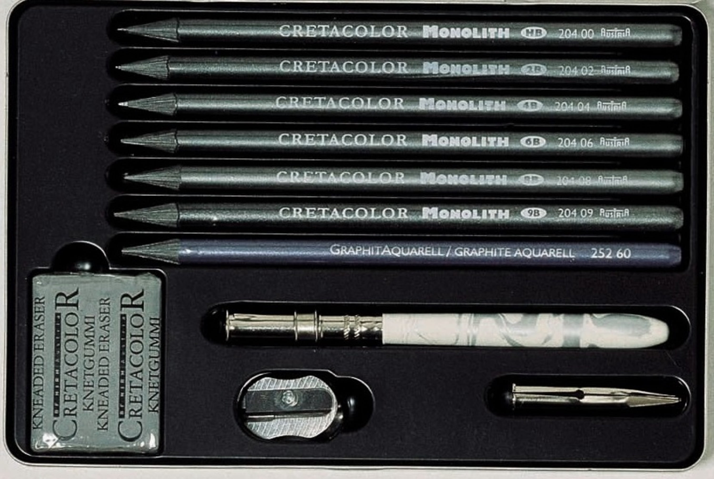 Cretacolor Monolith Graphite Pencil Tin Box Set 11 Pieces