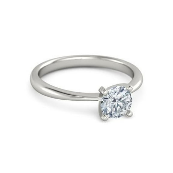 Solitaire Round 5 MM White Topaz 925 Sterling Silver Women Christmas Ring