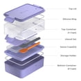 thumbnail image 3 of Linoroso All-in-One Bento Box Adult Lunch Box, 2 Stackable Leakproof Bento Lunch Box for Adults, Built-in Sauce Cups, Fork and Spoon - Veri Peri, 3 of 10