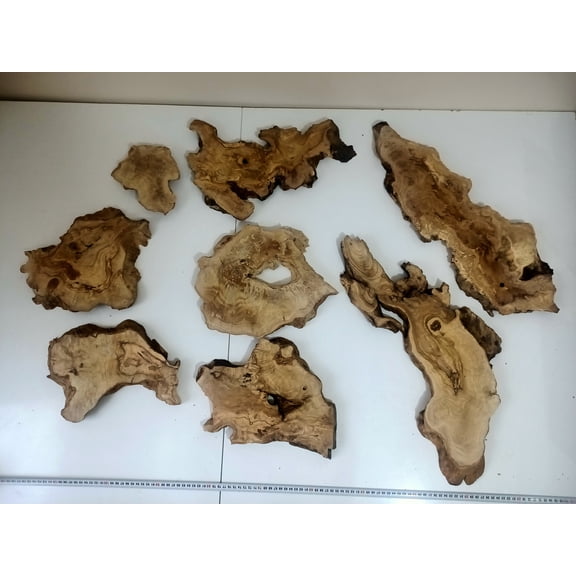 Live Edge Olive Wood Slab Set for DIY and Epoxy, Ready to be Resin Table, Cleared Wood Slab for Epoxy Resin Wood, Burl Wood (16)
