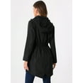 thumbnail image 3 of DARING DIVA Windbreaker Trench Coat Hooded Waterproof Jacket M Black, 3 of 6