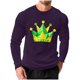 thumbnail image 5 of Ceisia Men's Mardi Gras Glitter Crown Print Waffle Knit Crew Neck Long Sleeve T-Shirt Gift, 5 of 5