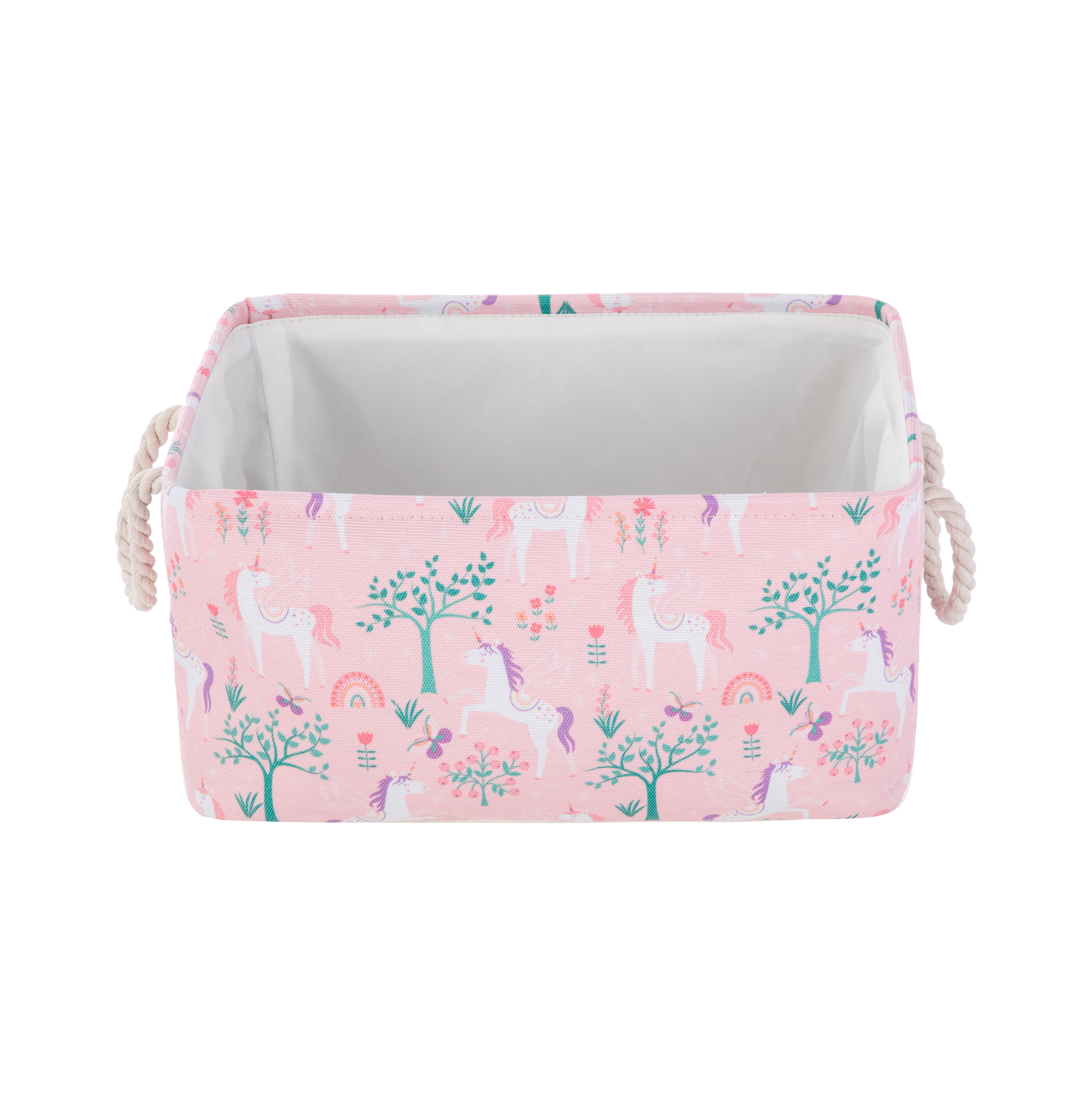Your Zone Kids Unicorn Canvas Storage Basket with Handles, 15 in x 11 in x 7.8 in