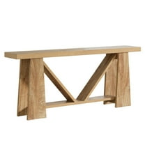 70.9" Extra Long Farmhouse Console Table, Natural Brown Wood Sofa Table Behind Couch, 2-Tier Narrow Entryway Hallway Accent Table for Living Room