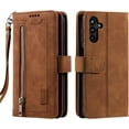 thumbnail image 6 of Wallet Case for Samsung Galaxy A34 5G, 9 Card Holder Slots Zipper Pocket Handbag Case Magnetic Closure Kickstand with Wrist Strap TPU Shockproof Flip Case - Brown, 6 of 15