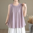 thumbnail image 2 of AnuYalue Women's Summer Top Solid Color Cotton Linen Tank Tops Round Neck Sleeveless Loose Fit Casual Shirts Casual Flowy Blouse, 2 of 9