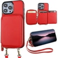 thumbnail image 1 of Funda tipo cartera con bloqueo RFID para iPhone 14 Pro, ajustable, cruzada, con cremallera, tarjetero, soporte y correa de muñeca desmontable, funda tipo libro de piel sintética de 6,1 pulgadas y 5G, 1 of 8