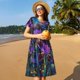 thumbnail image 4 of Easygdp Starry Night Iris Field para Vestido Transpirable de Mujer, Vestido Suelto de Manga Corta con Pliegues y Bolsillos para el Verano, 4 of 6