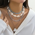 thumbnail image 3 of Collar de concha con lentejuelas en capas, estrella de mar, concha, collar para niñas, vacaciones en la playa, joyería para surfear, 3 of 5