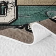 thumbnail image 5 of Feelyou Farmhouse Go Fishing Quilt King for Men Adults, Retro Lake Rustic Wood Plank King Coverlet Set, Brown Green, 3 Pieces, 5 of 7