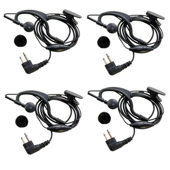 HQRP Set: 4PCS 2-Pin External Ear Loop Hands Free with Push-to-Talk Microphone for Motorola Radio Devices CP Series: CP88 CP040