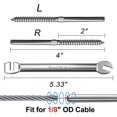 thumbnail image 2 of Steel DN Mate 60 Pack T316 Stainless Steel Left&Right Handed Thread Swage Lag Screws for Wood Post of 1/8" Deck Railing Kit, Cable Railing/Stair Deck Railing, DIY Hardware Kit, Wrench Included DM60, 2 of 5