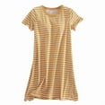 thumbnail image 5 of Sakmal Nightgowns for Women Soft Comfy 100% Cotton House Dress Striped Yellow Short Sleeve Nightgowns, 5 of 5