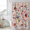thumbnail image 2 of Small Stall Shower Curtain 36x72 Inch Narrow Half Size Pink Flowers Bath Curtains Bathroom Decor, Spring Farmhouse Floral Leaves Vintage Waterproof Fabric Shower Curtain Set with Hooks 36 Inch, 2 of 7