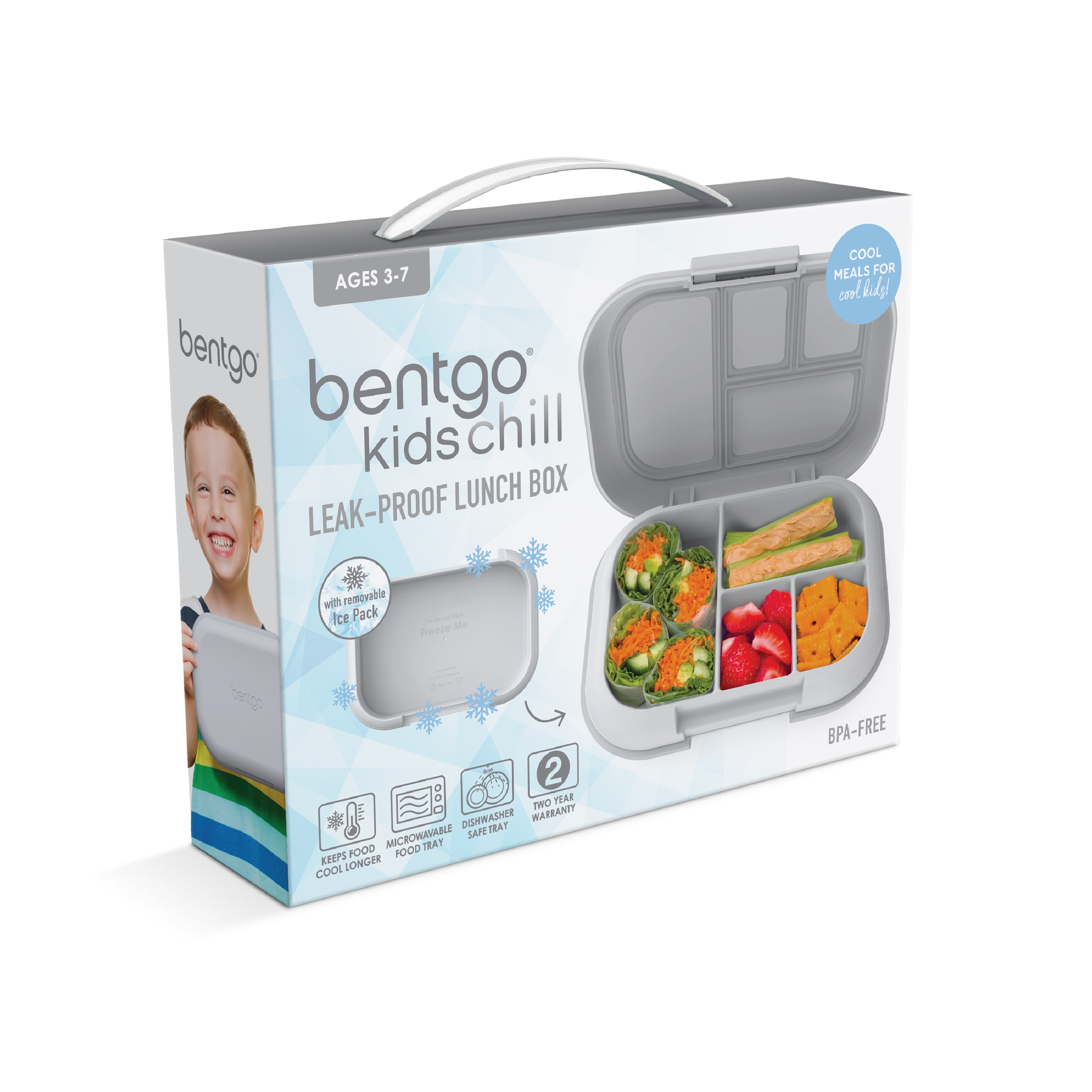  Genteen Kids Lunch Box - Chill Bento Box with 3 Compartments  and Removable Ice Pack for Measl and Snacks,Toddler Lunch Box for  Daycare,School,Leak-Proof,BPA-free,Dishwasher Safe-Blue: Home & Kitchen