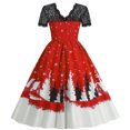 thumbnail image 4 of Vestido de fiesta de Navidad de manga corta con cuello redondo para mujer Vestido de encaje vintage para mujer Fridja  bnh2492, 4 of 8