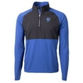 thumbnail image 2 of Men's Cutter & Buck Royal/Black Los Angeles Rams Adapt Eco Knit Hybrid Recycled Quarter-Zip Throwback Pullover Top, 2 of 3