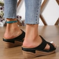 thumbnail image 4 of Sandals for Women Women's Summer Leisure Comfortable Rhinestone Flower Wedges, 4 of 9