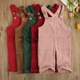 thumbnail image 2 of nvzhuang Toddler Baby Corduroy Suspender Rompers Solid Color Adjustable Strap Pockets Overalls Spring Autumn Button Trousers, 2 of 9
