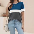 thumbnail image 5 of Jalioing Short Sleeve T Shirt Women's Casual Fashion Color Block Tee Shirt Crew Neck Basic Summer Tops Outfits, 5 of 7