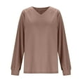 thumbnail image 4 of GaThRRgYP Women Plus Size Sweatshirts Crew Neck,Women's Casual V-neck Long-sleeved Pullover Sweatshirt Coffee XXXL, 4 of 6