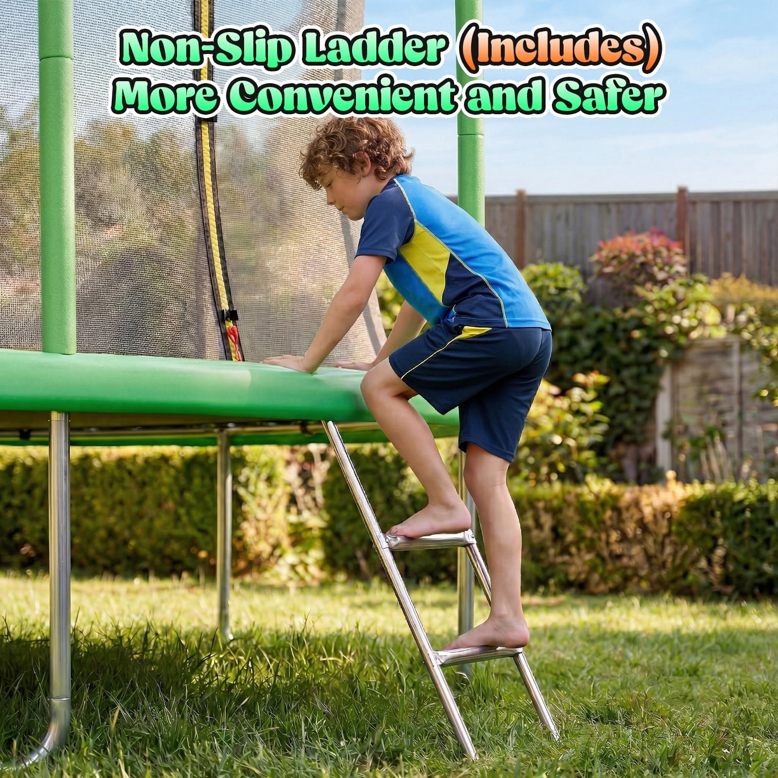 Outdoor Trampoline,Fashionsport Outfitters 14FT Trampoline, Recreational Backyard Trampolines Anti-Rust for Kids and Adults with Net and Ladder