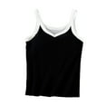 thumbnail image 2 of Fewfanhot Women's Solid Lounge Camisole - Crisscross Backless Built-in Bra Design, Sleeveless Breathable Homewear Pjm, 2 of 3