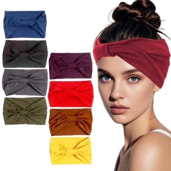 8 Pack Wide Headbands for Women, Large Elastic Yoga Hair Bands Thick Headbands, Non Slip Sport Workout Hair Band for Girls