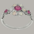 thumbnail image 2 of LBG British Made 18k White Gold Real Genuine Ruby & Opal Womens Promise Ring - 33 size options - Size 8.25, 2 of 7