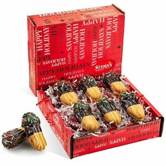 Christmas Cookies | Italian Chocolate Cookies Individually Wrapped Topped with Christmas Jimmies | Food Gift Baskets for Men, Women, Colleagues & Friends | Nut Free | Stern’s Bakery