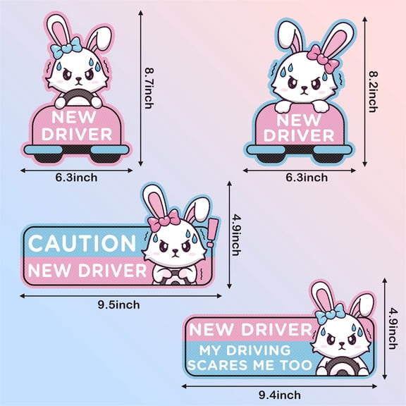Grobro7 Pink Rabbit Magnetic Car Stickers, 4 Pack Car Truck Decor