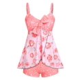 thumbnail image 1 of Tankini de Talla Grande con Estampado de Rosa de Moño Rosegal Camisetas sin mangas de talla grande, 1 of 5