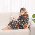 thumbnail image 4 of Gray Halloween Pumpkins Skulls and Bones Blanket Hoodies for Kids 6-13YR Oversize Wearable Blanket Hoodies for Boys Girls Teens, 4 of 7
