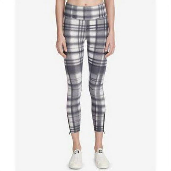 DKNY Sport Eclipse Plaid High-Waist Ankle Leggings,