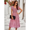 thumbnail image 2 of YNIQUE Women's Summer Floral Dress V Neck Short Sleeve A-Line Casual Mid Length Dress, 2 of 6