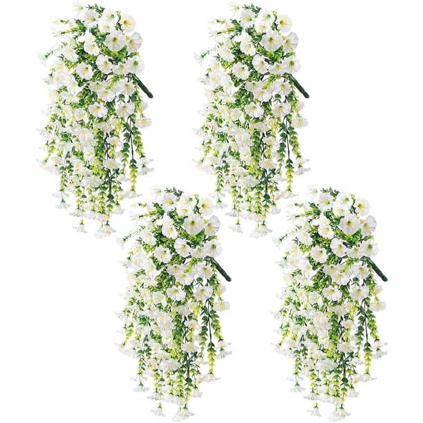 Flores artificiales para decoración de exteriores | Guirnaldas de campanillas artificiales resistentes a los rayos UV