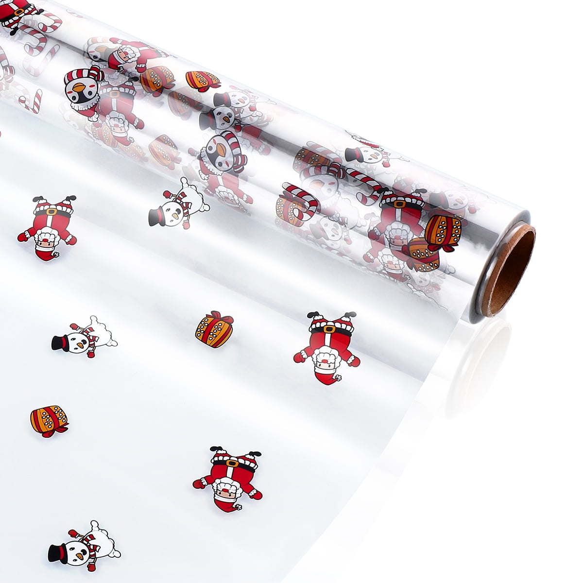 OUNONA Cellophane Wrap 2.5 Mil Thickness Cellophane Wrap Roll Santa
