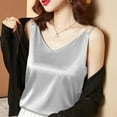 thumbnail image 2 of LISTHA V Neck Tank Tops for Women Silk Satin V Neck Summer Plus Size Top Sleeveless Camisole Basic Loose Vest Silver 4XL, 2 of 3