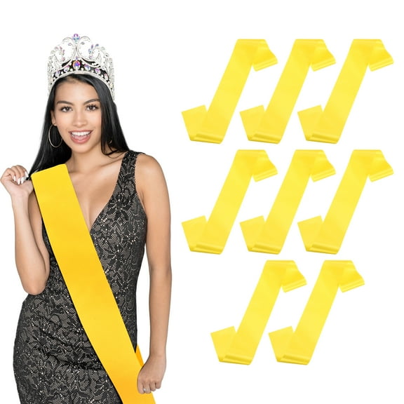 Uxcell 8-Pack Blank Satin Sash, 3.8"/95mm Party Accessory Sashes for Wedding/Birthday/Party Decorations/DIY /Graduation [Yellow]
