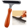 thumbnail image 4 of Carpet Rake, Carpet Groomer Rake,Pet Hair Remover,Iron Comb with Wooden Handle for Carpets Rugs Removal, 4 of 7