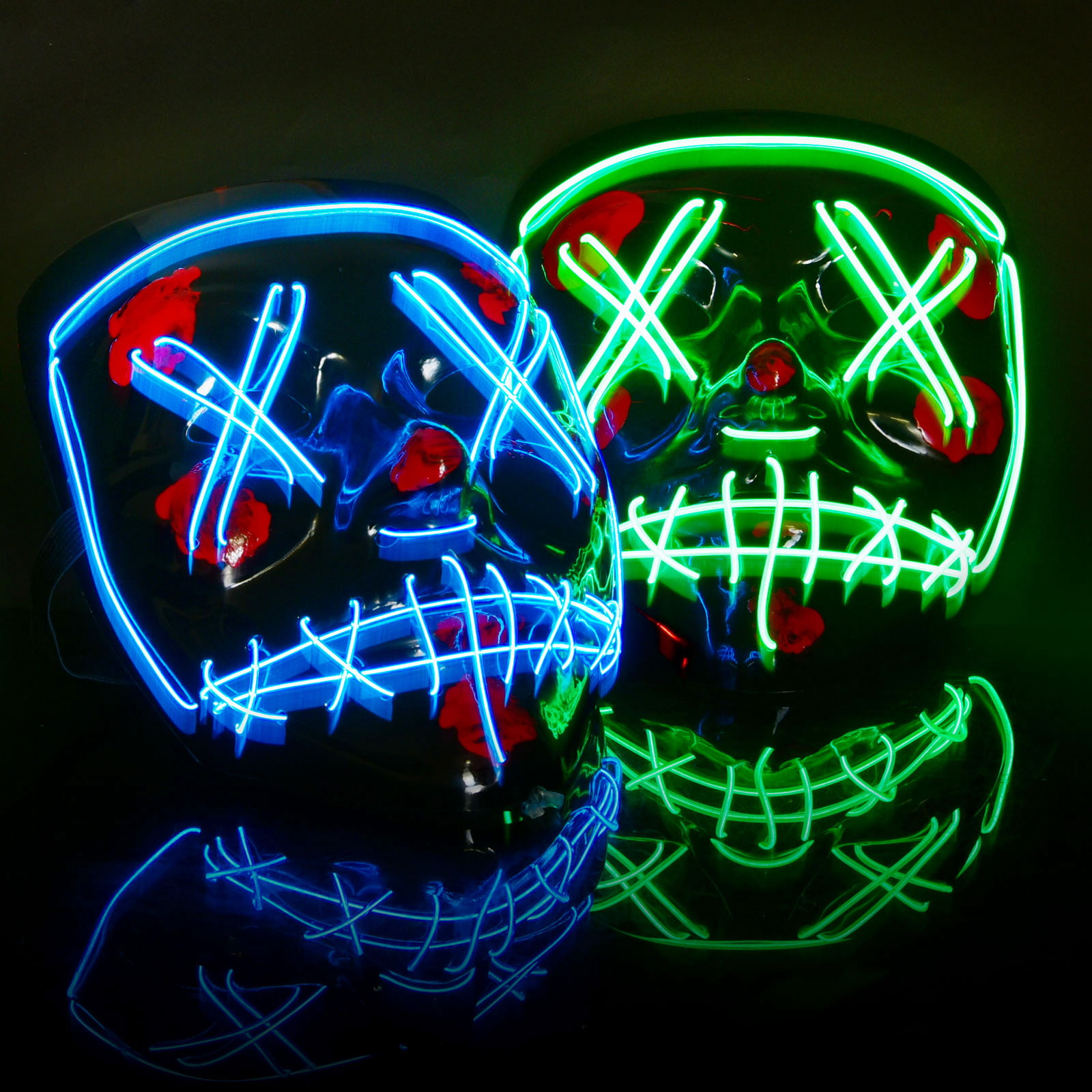LUKAT LED Halloween Mask Scary Halloween Costume Mask with EL Wire Light up 3 Flashing-Modes and Soft Sponge for Halloween Cosplay