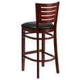 thumbnail image 4 of Flash Furniture 2 Pk. Darby Series Slat Back Mahogany Wood Restaurant Barstool - Black Vinyl Seat, 4 of 7