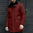 thumbnail image 5 of IYTR Mens Winter Coats Long Hooded Winter Parka Coat Full Zip Fleece Lined Warm Windbreaker Overcoat with Pockets (Red,XXL), 5 of 9