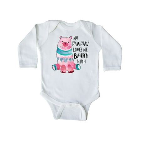 

Inktastic My Pawpaw Loves Me Beary Much with Cute Bear Gift Baby Boy or Baby Girl Long Sleeve Bodysuit