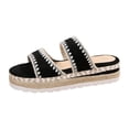 thumbnail image 6 of Rokment Stitching Espadrilles Platform Beach Sandals for Women Fashion Casual Height Increasing Flatform Comfortable Walking Chunky Flat Dress Slip on Slides Summer Vacation Black Size 6, 6 of 7