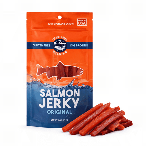 Rublev Salmon Jerky, Wild-Caught Salmon, Original Flavor, 2 oz