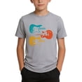 thumbnail image 3 of Kids Vintage Retro Guitar Print T-Shirt Round Neck Short Sleeve Tops (Light Gray 3-4 Years), 3 of 3