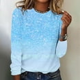 thumbnail image 2 of Enjoytime Womens Blouses Gradient Crewneck Long Sleeve Shirts with Sequin Fashion Party Trendy Casual Plus Size Tops Light Blue XXXL, 2 of 4