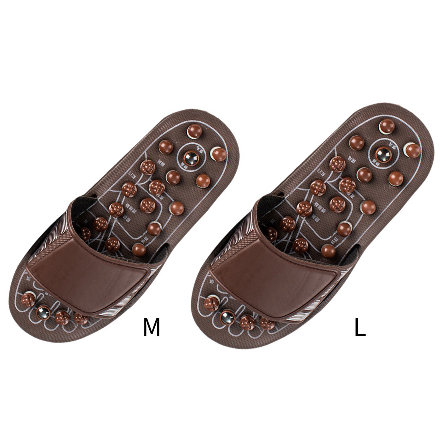 2 Pair Acupressure Foot Massager Massage Slippers Shoes Reflexology Sandals Relief Plantar Fasciitis Arthritis for Men Women, L & M